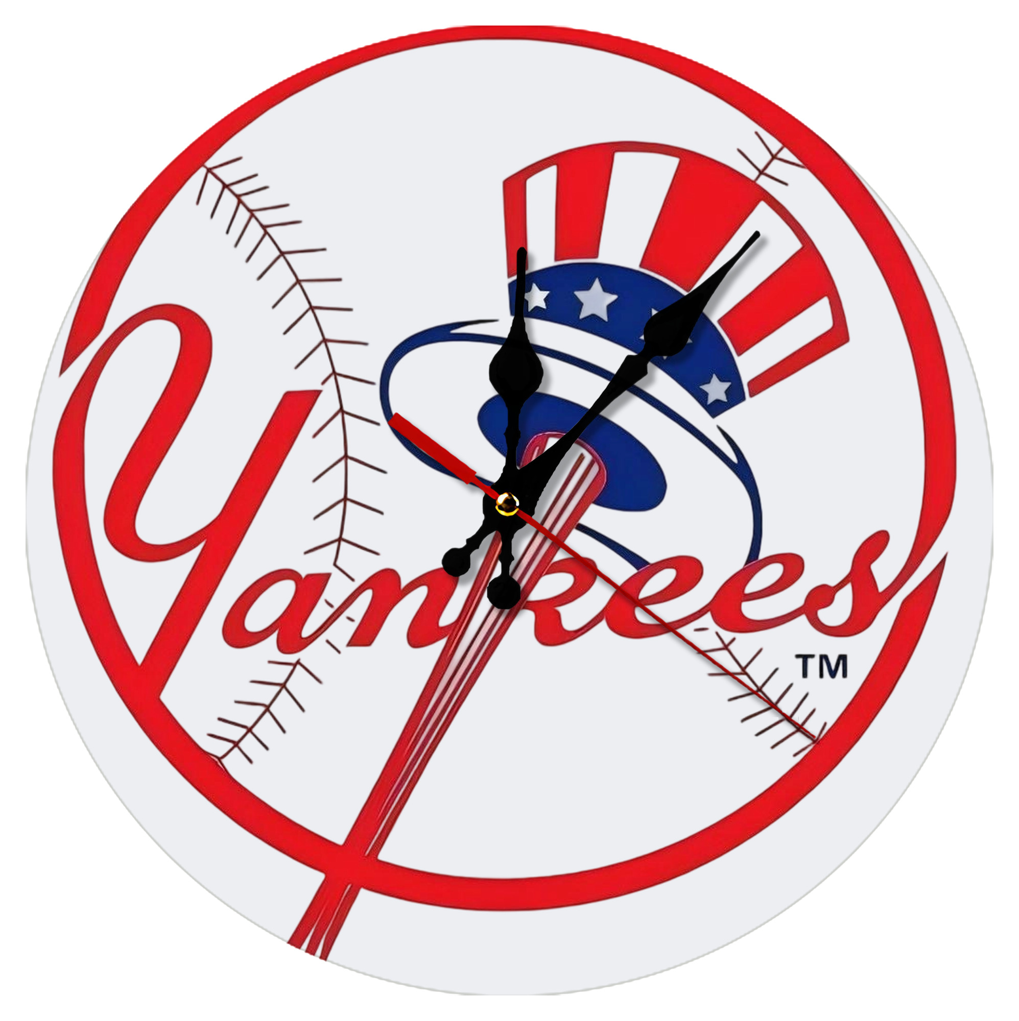 New York Yankees Logo Silent Round Wall Clock – Modern & Stylish DIY Design, Durable Wood Construction, Easy To Install – Perfect For Office, Bedroom, Living Room, And More